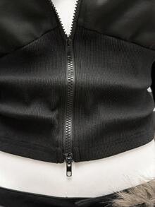 StreetHx 女士街头风连帽毛领修身长袖夹克，秋季