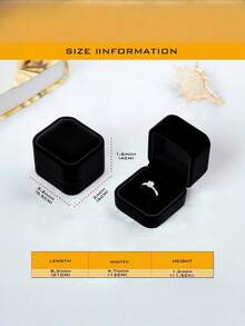 1PC Black Velvet Ring Box For Proposal, Wedding, Engagement, Valentine's Day Gift – Elegant Jewelry Display Case For Rings, Earrings, Necklaces – Luxury Ring Holder, Bridal Accessories, Gift Box For Her - 黑色 - 查看 4
