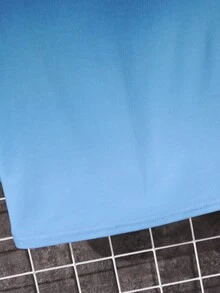 SHEIN Tween Boy 休闲渐变字母印花圆领长袖针织 T 恤，适合通勤、上学、日常休闲、旅行、运动、秋冬 - 藍色 - 查看 6