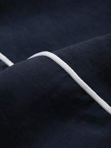 DAZY Bộ đồ nữ 2 món màu khối cổ chữ V rộng rãi thường ngày, Bộ đồ nữ ngắn - Màu xanh hải quân - Xem 5