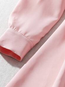 Franclia Women's Autumn Cinched Waist Waist Open Front Long Sleeve Mini Dress