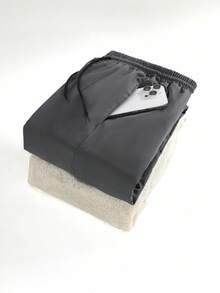 1件装男童休闲裤，带口袋和保暖内衬，适合秋冬季休闲穿着和通勤。 - 黑色 - 查看 4