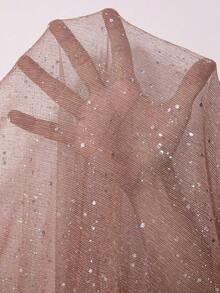 Cravure Plus Size Women Luxury Party Ruffle Collar Glitter Fabric Long Sleeve Dress - Champagne - View 7