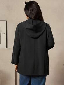 Zelara Abrigo con capucha de softshell negro de trabajo casual de talla grande para otoño e invierno - Negro - Ver 2