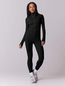 Musera Sport 塑形长袖拉链 Musera 运动夹克健身服无缝修身束腰弹力 Padel 普拉提健身沙漠跑步者 - 黑色 - 查看 5