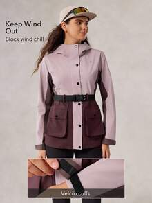 OutZeal 女式防水束腰翻盖口袋撞色户外夹克，适合秋冬徒步露营 - 彩色 - 查看 3