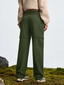 In My Nature 女式可拆卸防水徒步裤，适合户外露营、徒步旅行和城市通勤 - 綠色 - 查看 6