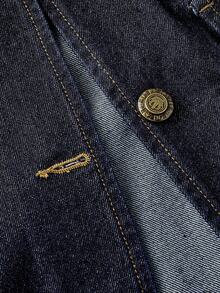 Sweetra 带领、口袋和腰带的休闲通勤牛仔夹克 - 深色水洗藍 - 查看 3