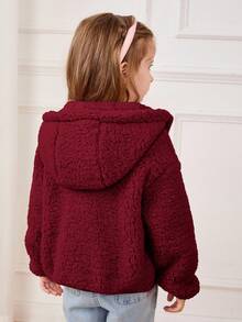 Cozy Pixies Cardigan de lã grossa com capuz e bloco de cores para meninas no outono/inverno