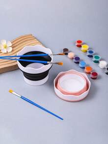 Collapsible Silicone Brush Cleaner Cup Foldable Paint Brush Washer Portable Water Basin For Acrylic Oil Watercolor Painting Artist Travel Studio Art Supplies - Multicolor - View 9