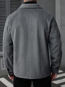 Manfinity CasualCool Men's Fashionable Versatile Jacket, Autumn/Winter, Gray Jacket Men, Men Shacket, Work Jacket