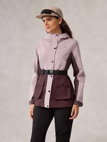 OutZeal 女式防水束腰翻盖口袋撞色户外夹克，适合秋冬徒步露营 - 彩色 - 查看 9