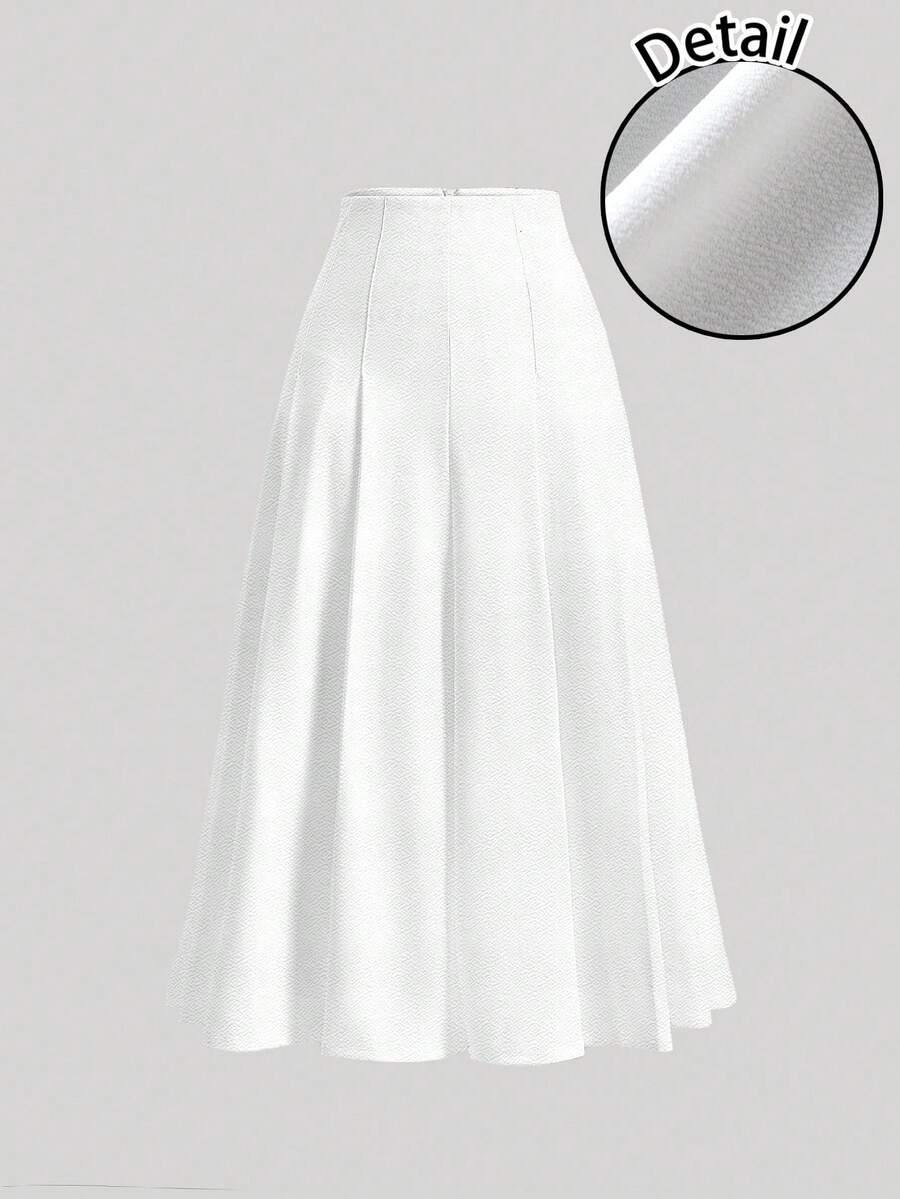 SHEIN MOD 休闲简约学院风泡泡皱面料女式宽松A字裙，适合秋冬季、返校季、学院风 - 彩色 - 查看 1