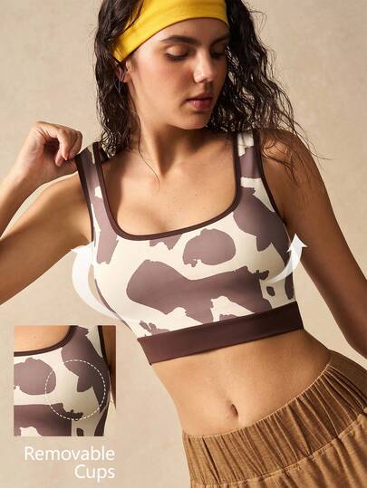 VARSIVA 女士健身上衣 女士撞色边饰方领休闲健身运动背心 女士运动文胸