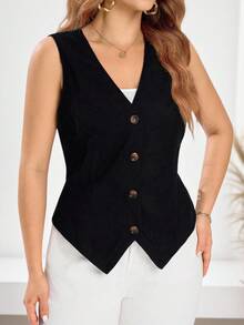 EMERY ROSE Áo vest blazer đơn hàng thường ngày cho nữ mùa hè cỡ lớn - màu đen - Xem 1