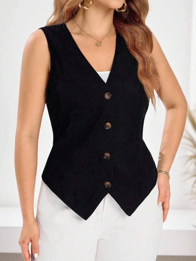 Damen Große Größen Sommer unifarbene einreihige Lässig Blazer Weste
