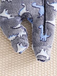 Cozy Pixies 新生男宝宝卡通熊耳连帽长袖抓绒连体衣秋冬款 - 彩色 - 查看 6