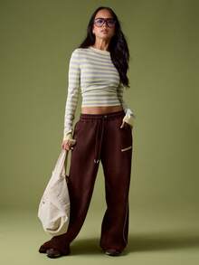 MISSGUIDED Women's Striped Fitted Waist Knit Long Sleeve Sweater Top For Fall Winter - Multicolor - View 4