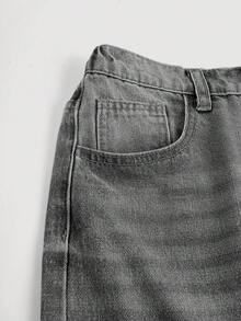 SHEIN Girlism 少女 Y2K 宽松休闲牛仔裤，带口袋和宽腿，少女暑假服装牛仔裤套装。 - 黑色 - 查看 4