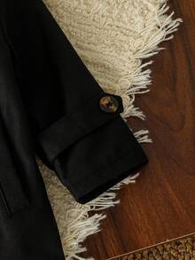 SHEIN Baby Boy Elegant And Fashionable Khaki Medium-Length Trench Coat, Suitable For Spring And Autumn, Suitable For Daily Wear, Outings, Vacations, And Parties Fall Winter