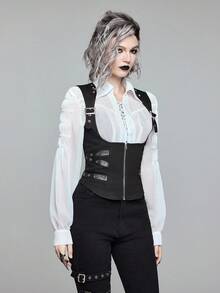 ROMWE Goth Gothic Medieval Corset Design Powerful Waist Shirt