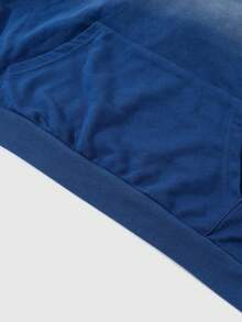 ROMWE MEN Street Life Sudadera con capucha con estampado de cebra lavado vintage para hombres, adecuada para uso diario, otoño/invierno - Azul - Ver 5