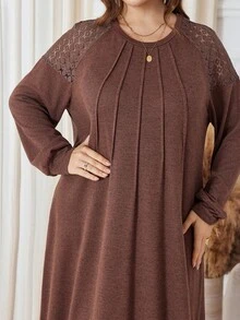 Lacomfia Elegancka, swobodna sukienka dzianinowa dla kobiet w dużych rozmiarach