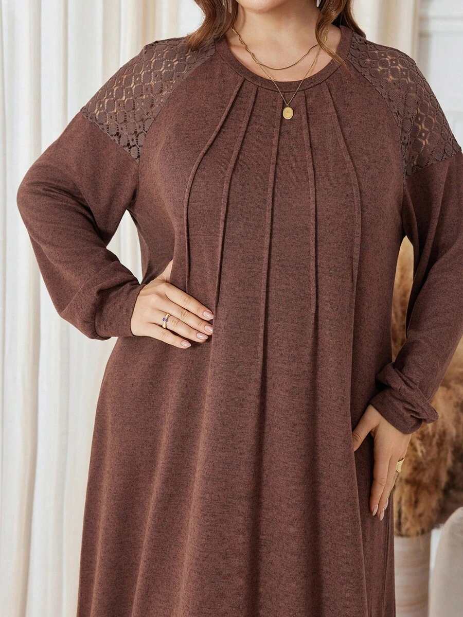 Lacomfia Elegancka, swobodna sukienka dzianinowa dla kobiet w dużych rozmiarach