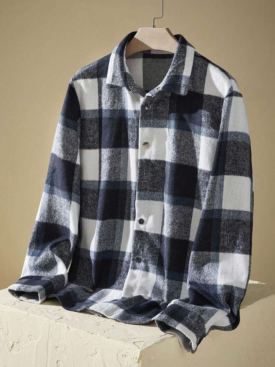 Manfinity NXTstreet 男士格子休闲长袖衬衫，适合春秋季，老款 - 彩色 - 查看 1