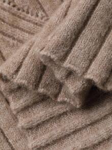 Livesso 女式圆领收腰长袖毛衣，秋季 - 卡其色 - 查看 6