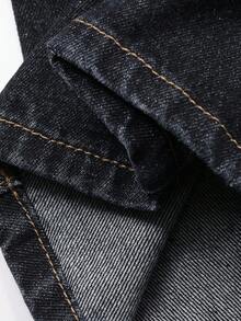 Livesso 女士休闲翻领宽松上衣和阔腿牛仔裤套装，秋季 - 藍色 - 查看 7