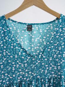 EMERY ROSE Große Größen Kurzarm Lässig Kleid, modisch und geeignet für den täglichen Gebrauch, Frühlingsoutfits für Frauen, Westernmode für Frauen, Tropischer Urlaubskleidung für Frauen - Grün - Übersicht 4