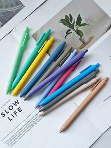 12支装凝胶笔套装可伸缩书写顺滑笔柔和色彩办公用品日记学习文具礼品美观设计 - 彩色 - 查看 5