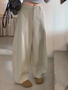 DAZY Women's Solid Color Pocket Splicing Harem Carrot Pants, Casual Autumn/Winter - Khaki - View 1