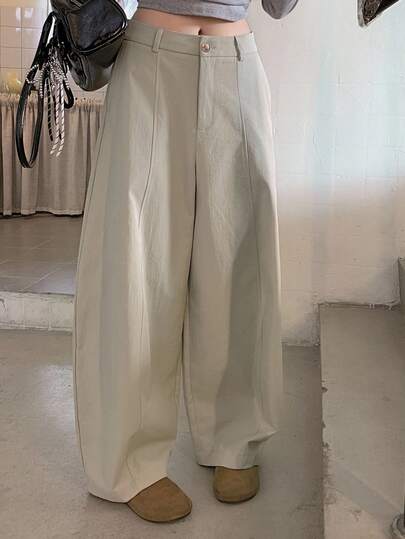 DAZY Women's Solid Color Pocket Splicing Harem Carrot Pants, Casual Autumn/Winter