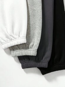 GlowEve 4pcs/Set Women Solid Color Elastic Waist Casual Loose Drawstring Fleece Sweatpants - Multicolor - View 6