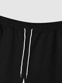 Manfinity Homme Conjunto de camiseta de manga corta con estampado de letras y pantalones cortos con bolsillo para hombres talla grande - Multicolor - Ver 5