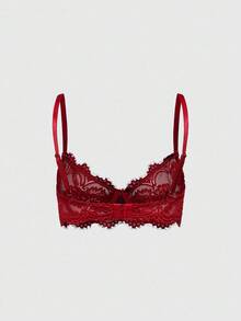 ROMWE Goth Floral Lace Underwire Triangle Cup Bra, For Valentine's Day