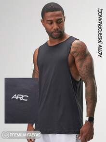 Camisetas de tirantes de ajuste regular para hombre ARC, para entrenamiento y gimnasio en verano - Gris Oscuro - Ver 1