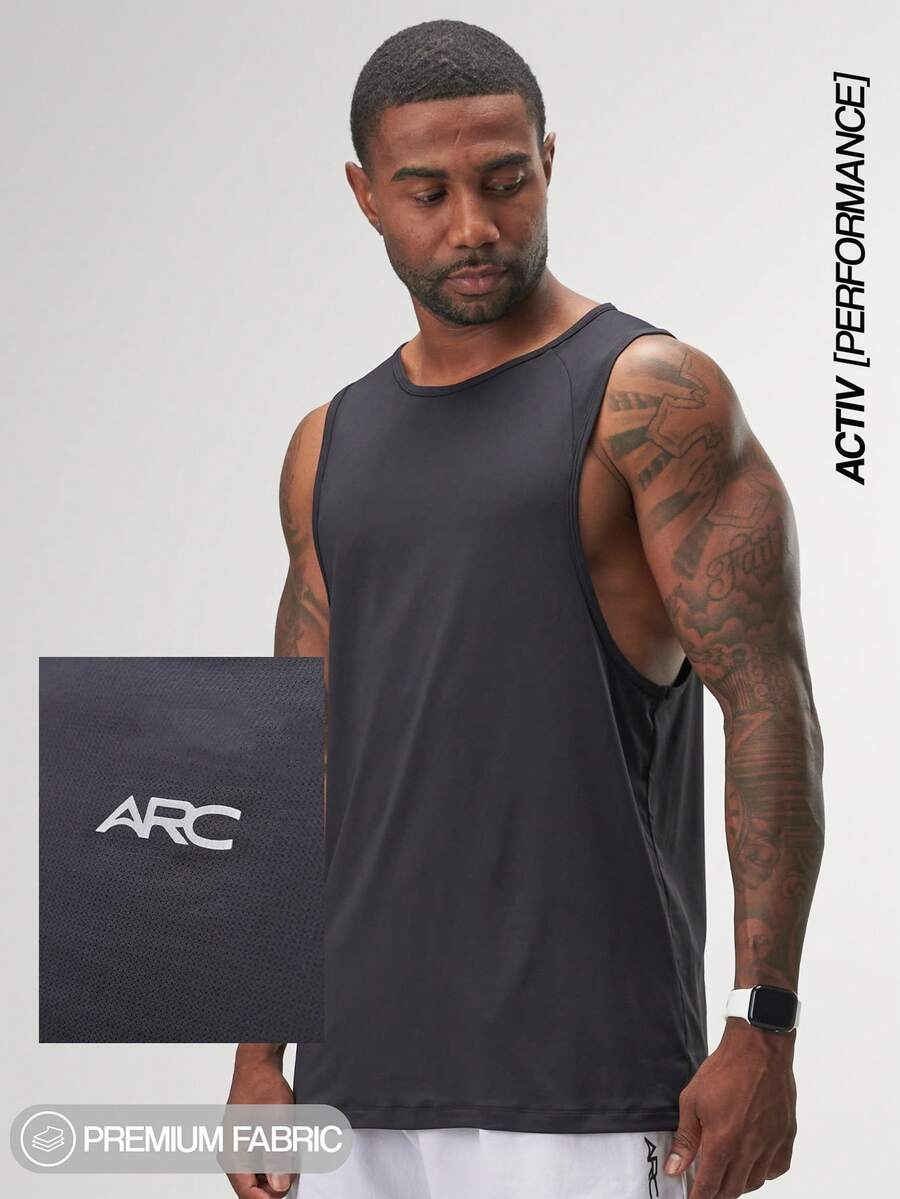 Camisetas de tirantes de ajuste regular para hombre ARC, para entrenamiento y gimnasio en verano - Gris Oscuro - Ver 1