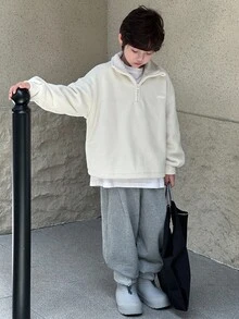 DAZY Plus Size Boys Casual Loose Fit Sweatshirt With Silicone Label, Autumn