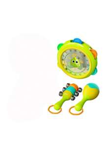 Zazumi 3PCS Baby Rattle Toy Set Gift Box Newborn Grasp Training Sensory Toys Colorful Shaker Drum Early Learning First Year Development Musical Instruments  Material Soft Touch Design(Style Accessories Random)