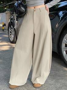 DAZY Women's Solid Color Pocket Splicing Harem Carrot Pants, Casual Autumn/Winter - Khaki - View 7