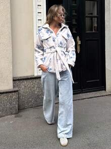 Pariaura Ins Style Lamb Wool Printed Casual Jacket For Women - Apricot - View 5