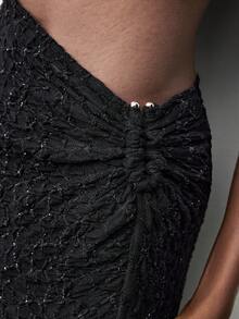 Maija Women's Elegant Black Summer Night Out One Shoulder Cut Out Dress,Metallic Thread Spider Web Sparkly Prom Graduation Party Dresses Halloween Costume - Black - View 7