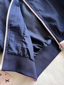 Veste de sport à manches longues pour l'extérieur, style Y2K avec imprimé papillon, col côtelé et cordon de serrage, en tissu texturé mode, convenant pour le printemps, l'automne et l'hiver - Noir - Voir 5