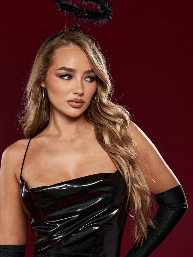 MISSGUIDED Sleek Vinyl Mini Dress With Ruched Detail Party Club Event Cross Back Strappy Design Holiday Metallic Evening Special Occasion Bodycon Fitted