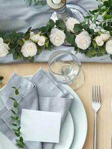 1 件，200 厘米/78.7 英寸白玫瑰人造花环，人造花藤，丝绸花环，适用于婚礼拱门、花园背景、户外墙壁装饰、订婚和接待装饰、餐桌装饰、中心装饰、人造花、塑料花、情人节、礼物家居装饰圣诞装饰房间装饰圣诞节 - 白色 - 查看 4