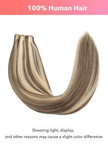 Seamless Clip Ins 7片装无缝PU夹式真人发接发片，100%真人发，14-22英寸渐变挑染金发肤色发片，110克，带夹子 - S8/60 - 查看 3