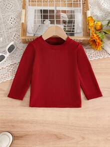 SHEIN 女婴长袖T恤和TUTU裙休闲套装 - 紅色 - 查看 5